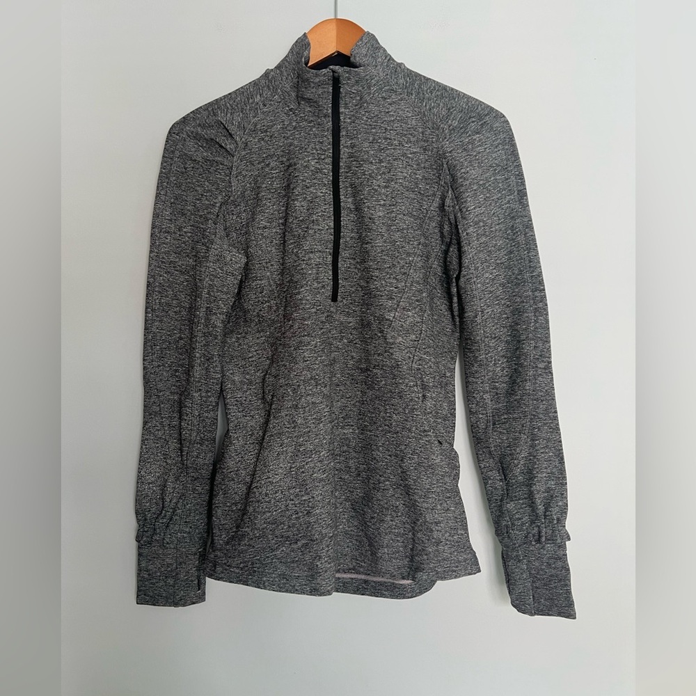 NWT Lululemon Extra Mile Half 1/2 Zip Reflective Heathered Black Size 6
